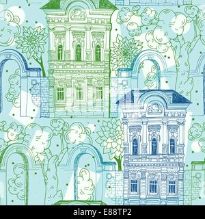 Vector hand drawn houses seamless pattern Stock Vector Image & Art - Alamy
