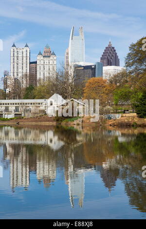 Midtown skyline from Piedmont Park, Atlanta, Georgia, United States of America, North America Stock Photo