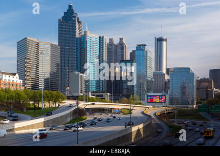 Interstate I-85 leading into Downtown Atlanta, Georgia, United States of America, North America Stock Photo