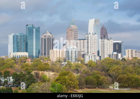 Midtown skyline from Piedmont Park, Atlanta, Georgia, United States of America, North America Stock Photo