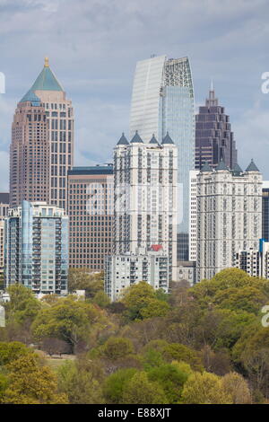 Midtown Skyline from Piedmont Park, Atlanta, Georgia, United States of America, North America Stock Photo