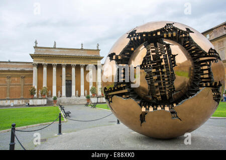 Sphere within sphere in Courtyard of the Pinecone at Vatican Museums. Stock Photo