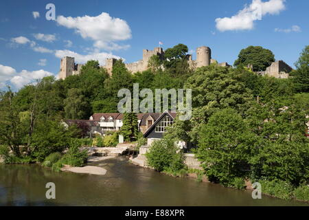 Ludlow Castle above the River Teme, Ludlow, Shropshire, England, United Kingdom, Europe Stock Photo