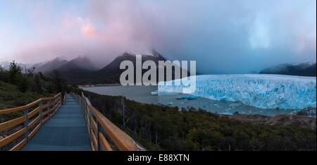 Perito Moreno Glacier at dawn, Los Glaciares National Park, UNESCO World Heritage Site, Patagonia, Argentina, South America Stock Photo