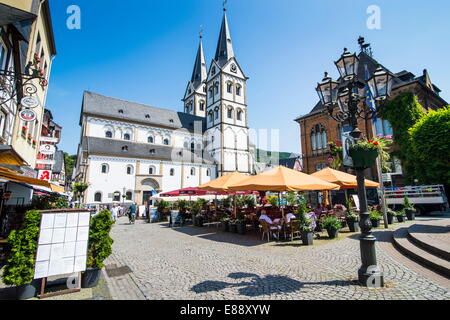 Saint Severus's Church on the market square of Boppard, UNESCO Site, Rhine Valley. Rhineland-Palatinate, Germany Stock Photo