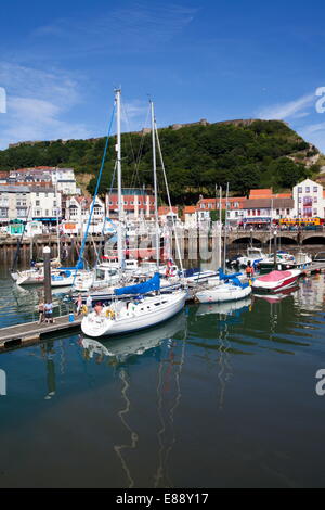 The Old Harbour, Sandside and Castle Hill, Scarborough, North Yorkshire, Yorkshire, England, United Kingdom, Europe Stock Photo