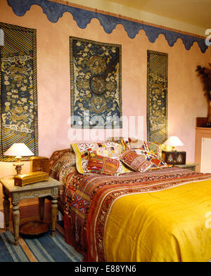 Download Bed Hangings Yellow Silk Bed Set Multicolored Embroidered Consisting Of A Bedspread Back Wall Mattress Covers Lambskin And Curtains Lined With Coarse Linen Anonymous Kanton C 1760 C 1770 Silk Linen PSD Mockup Templates