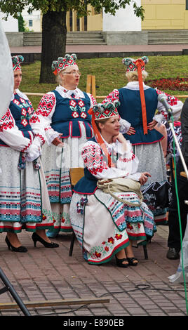 The Belarus folklore groups dance and sings on streets in Vitebsk Stock ...