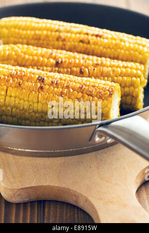 the roasted corn on pan Stock Photo