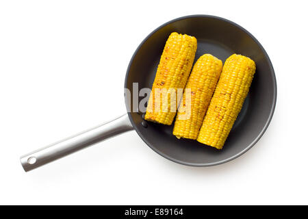 the roasted corn on pan Stock Photo
