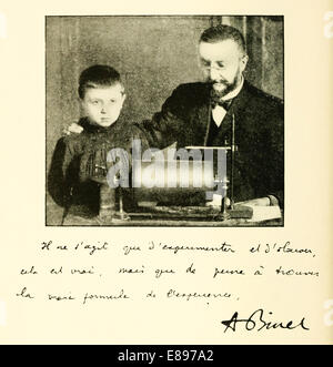 Alfred Binet (1857-1911) French psychologist working with working with a troubled girl, Laraze.  See description for more info. Stock Photo