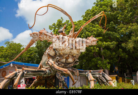 Giant Florida Spiny Lobster sculpture at the Rain Barrel shops on Islamorada in the Florida Keys Stock Photo