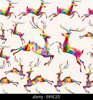 Christmas colorful geometric reindeers seamless pattern for fabric and wrapping paper. EPS10 vector file organized in layers for Stock Photo