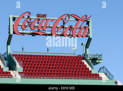Coca Cola Pavilion stands sign at Fenway Baseball Park Stadium in Boston, Massachusetts.
