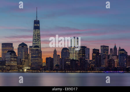 One World Trade Center commonly referred to as the Freedom Tower and the Financial District. Stock Photo