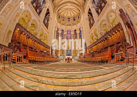 High Altar at Saint John the Divine Cathedral in Manhattan's neighborhood of Morningside Heights in New York City, New York. Stock Photo