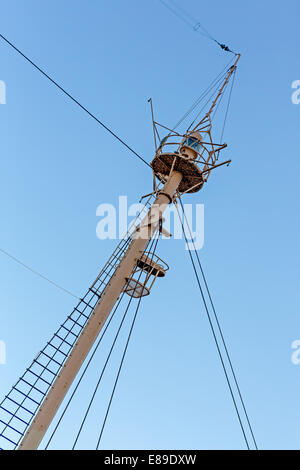 Tall Ships Crows Nest at South Street Seaport in lower Manhattan, New York City. South Street Seaport is located where Fulton Street and the East River meet. Stock Photo