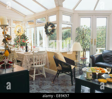 Leather sofa store in conservatory