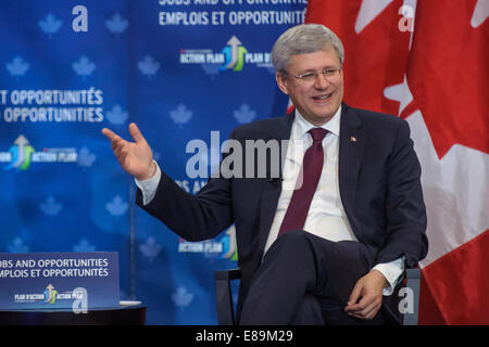 Brampton, Canada. 2nd October, 2014.  Canadian Prime Minister Stephen Harper participated in a question and answer session hosted by the Mississauga Board of Trade in the Toronto suburb of Brampton. Credit:  Victor Biro/Alamy Live News Stock Photo