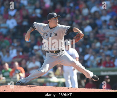 Boston, Massachusetts, USA. 27th Sep, 2014. Masahiro Tanaka (Yankees) MLB : Masahiro Tanaka of the New York Yankees pitches during the Major League Baseball game against the Boston Red Sox at Fenway Park in Boston, Massachusetts, United States . © AFLO/Alamy Live News Stock Photo