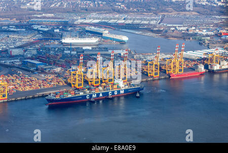 Bremen City Seaport area, north port, port facilities, Weser River, container terminal, Bremerhaven, Bremen, Germany Stock Photo