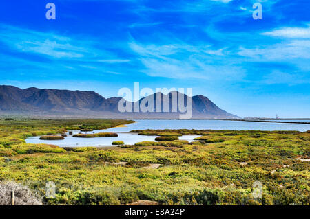a view of the salt flats in Cabo de Gata-Nijar Natural Park, in Spain Stock Photo