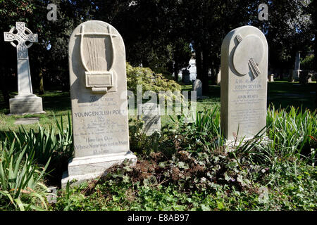 Grave of John Keats (1795–1821) English poet Protestant Cemetery Cimitero Acattolico Rome Italy Stock Photo