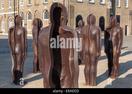 England, London, Woolwich, Peter Burke's Iron Sculptures titled 'Assembly' Stock Photo