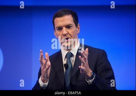 London, UK. 3rd October, 2014. Chancellor George Osborne speaks during the 2014 IOD Annual Convention held at the Royal Albert Hall, on Friday October 3, 2014. Credit:  Heloise/Alamy Live News Stock Photo