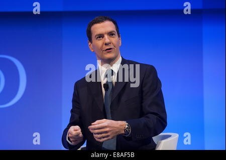 London, UK. 3rd October, 2014. Chancellor George Osborne speaks during the 2014 IOD Annual Convention held at the Royal Albert Hall, on Friday October 3, 2014. Credit:  Heloise/Alamy Live News Stock Photo