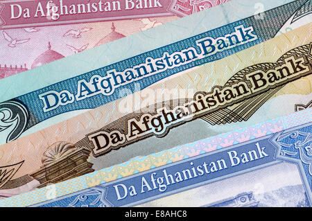 Detail of Afghan banknotes Stock Photo