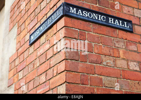 Masonic hall sign in Wantage, Oxfordshire Stock Photo