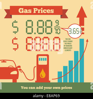 Infographics rising fuel prices where you can add your own prices Stock Photo