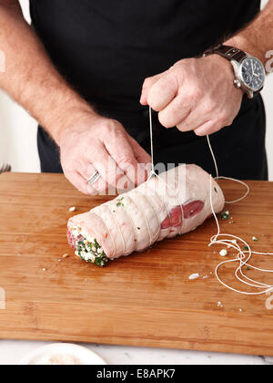 How to make Rolled Rare Lamb Ratatouille Step 07 Stock Photo