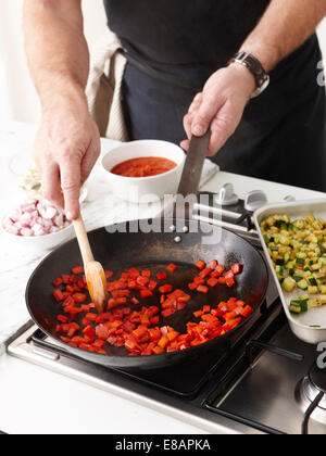 How to make Rolled Rare Lamb Ratatouille Step 10 Stock Photo