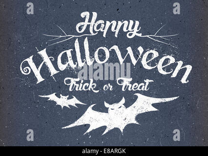 Happy Halloween, trick or treat. Holiday greeting card with grunge textured background Stock Photo