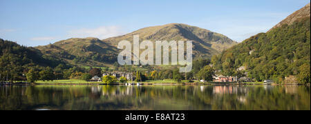 Panoramic of Glenridding, Ullswater in the English Lake District. Stock Photo