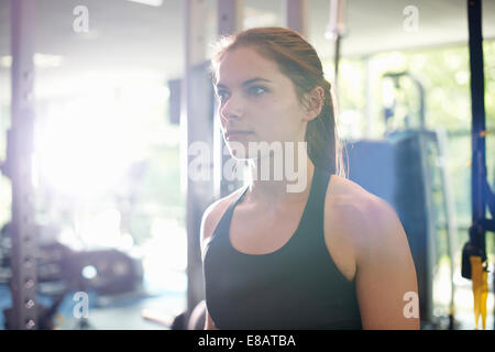 Young woman looking away, portrait Stock Photo