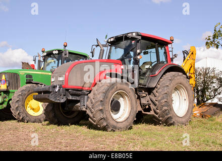 big valtra and 'john deere' tractors Stock Photo