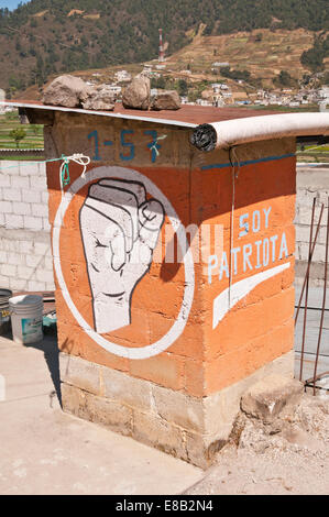 Soy Patriota (I am a Patriot), painted sign on a house, Almolonga, Guatemala Stock Photo