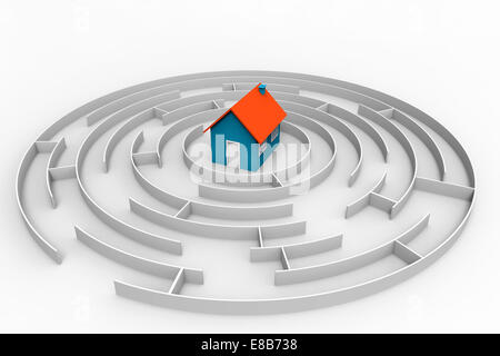 Which way leads to the house, 3d, render Stock Photo