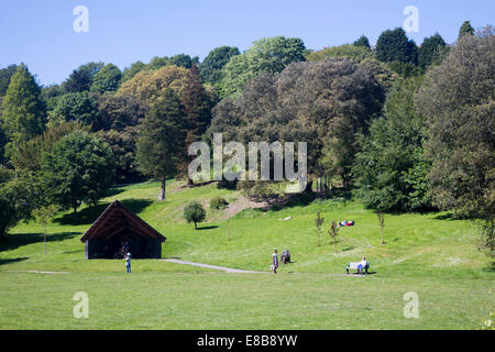 Cwmdonkin Park with people sitting outside on summer afternoon Uplands Swansea South Wales UK Stock Photo
