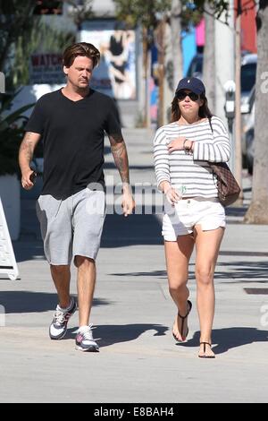 Sean Stewart and his new girlfriend strolling along Sunset Boulevard  Featuring: Sean Stewart Where: Los Angeles, California, United States When: 01 Apr 2014 Stock Photo