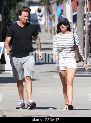 Sean Stewart and his new girlfriend strolling along Sunset Boulevard  Featuring: Sean Stewart Where: Los Angeles, California, United States When: 01 Apr 2014 Stock Photo