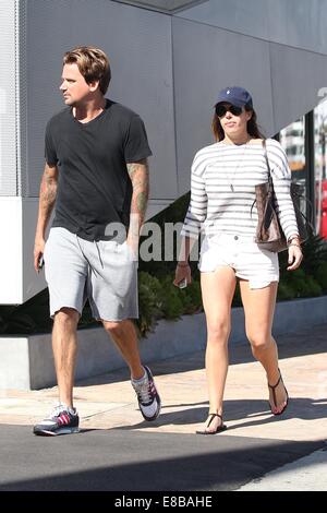 Sean Stewart and his new girlfriend strolling along Sunset Boulevard  Featuring: Sean Stewart Where: Los Angeles, California, United States When: 01 Apr 2014 Stock Photo