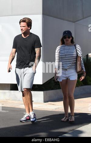 Sean Stewart and his new girlfriend strolling along Sunset Boulevard  Featuring: Sean Stewart Where: Los Angeles, California, United States When: 01 Apr 2014 Stock Photo