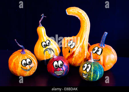 The famous halloween pumpkins get some nice friends who accompany you to make jokes and ask for treats Stock Photo
