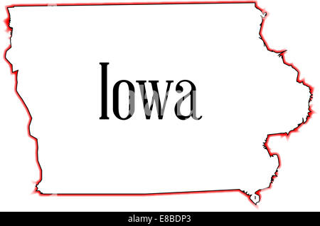 Outline map of the state of Iowa over a white background Stock Photo