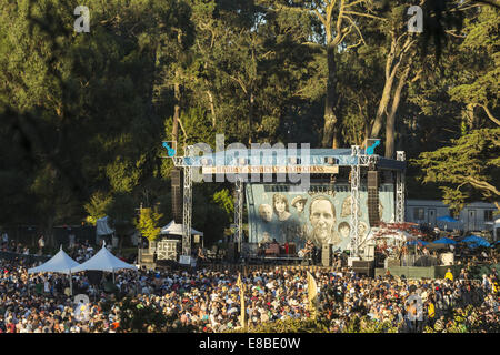 San Francisco, California, USA. 3rd Oct, 2014. October 3, 2014.RYAN ADAMS performs in front of a large crowd at the Hardly Strictly Bluegrass Festival in Golden Gate Park, San Francisco, California, late in the afternoon on Friday, October 3, 2014. The annual festival is a free event featuring over 100 musical artists on 7 stages. The festival runs through Sunday, October 5, 2014.Hardly Strictly Bluegrass, conceived and subsidized by San Francisco venture capitalist Warren Hellman, has been held every year since the first event in 2001. Credit:  Tracy Barbutes/ZUMA Wire/Alamy Live News Stock Photo