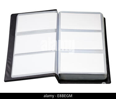 Old Leather Retro Business Card Holder Isolated on White Background. Stock Photo